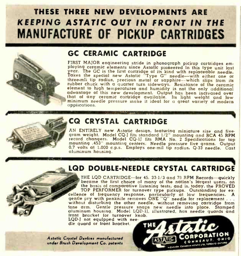 Astatic Crystal Devices Ad, 1949