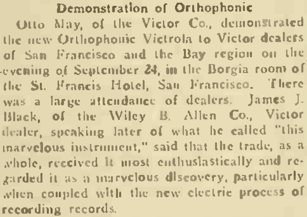 Demonstration of Orthophonic (1925)