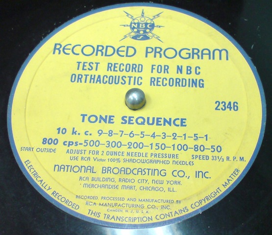 Test Record for NBC Orthacoustic Recording (RCA 2346)