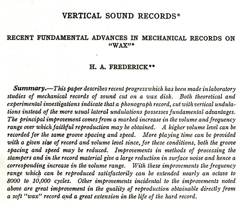 “Vertical Sound Records” (Frederick, JSPTE, 1932)