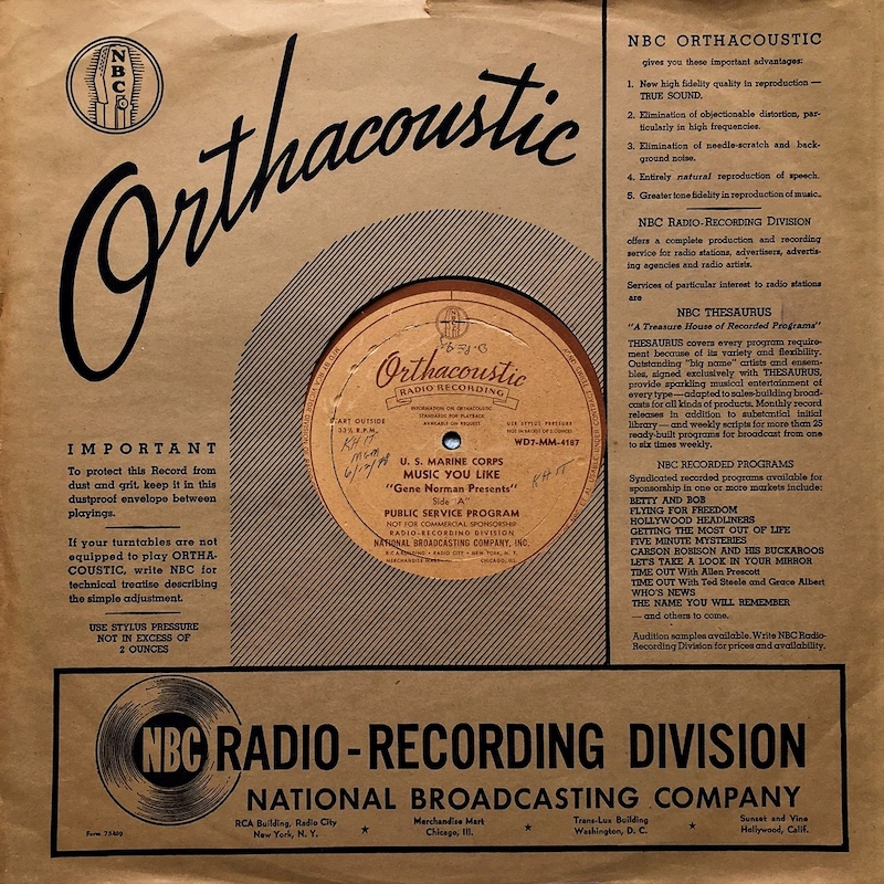 NBC Orthacoustic WD7-MM-4187 (probably 1940)