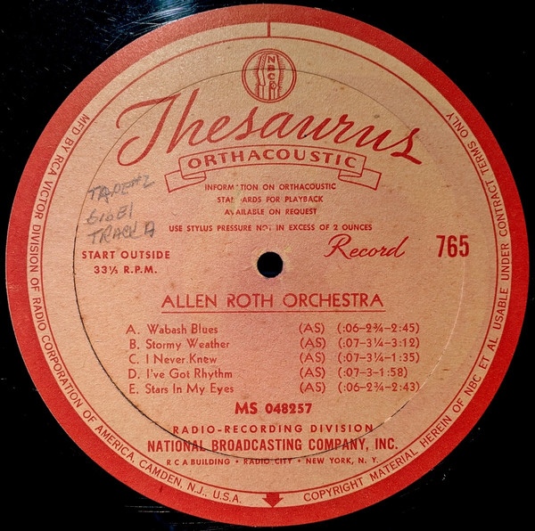 NBC Thesaurus Orthacoustic MS 048257, 765 (1940)