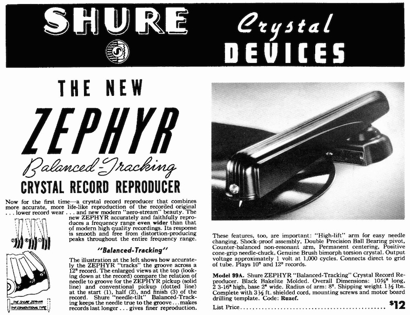 Shure Zephyr Crystal Record Reproducer (1937)
