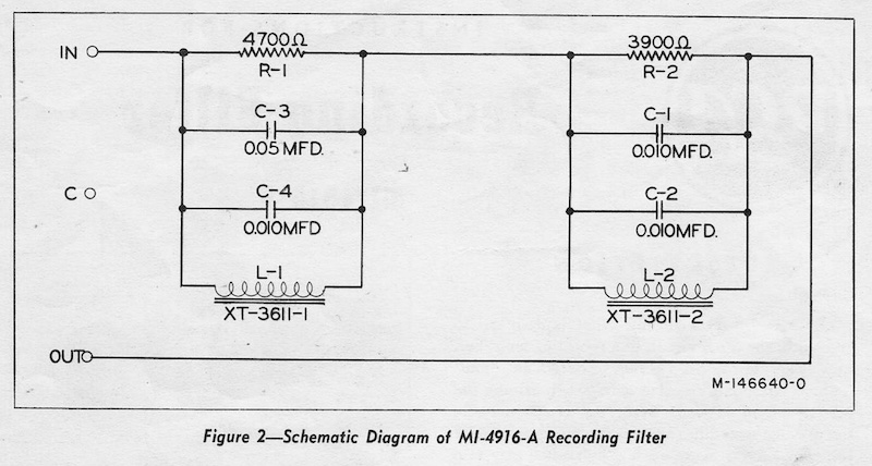 Schematic Diagram of MI-4916-A Recording Filter (1950)