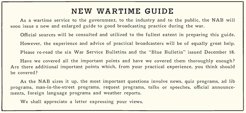 New Wartime Guide (NAB Annual Reports, 1942)