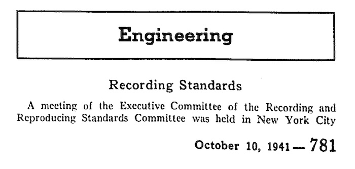 Recording Standards (NAB Reports, October 10, 1941)