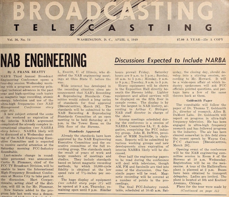 NAB Engineering by J. Frank Beatty (1949)