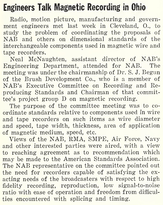 Engineers Talk Magnetic Recording in Ohio (1948)