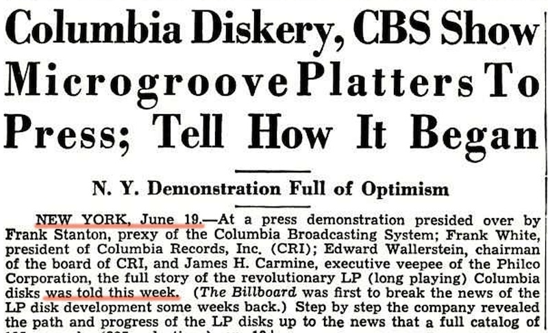 Columbia Diskery, CBS Show Microgroove Platters To Press; Tell How It Began