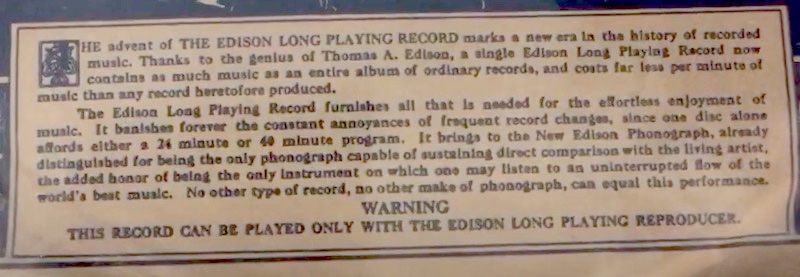 Edison Long Playing Record Sleeve