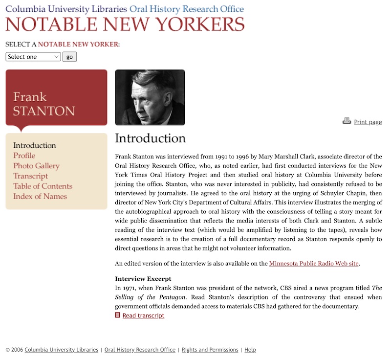 OHRO CUL Notable New Yorkers Frank Stanton