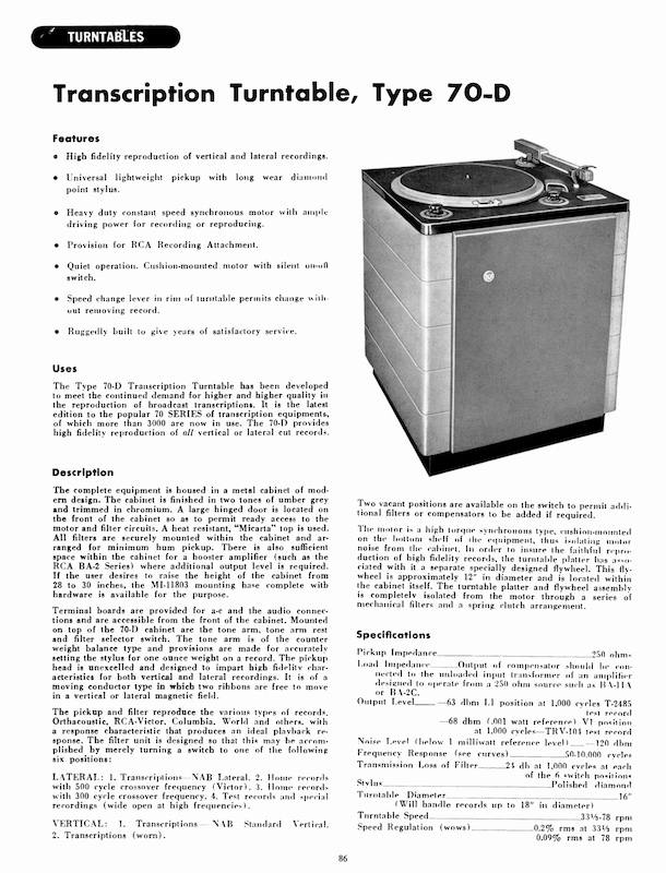 RCA 70-D Turntable (1950)