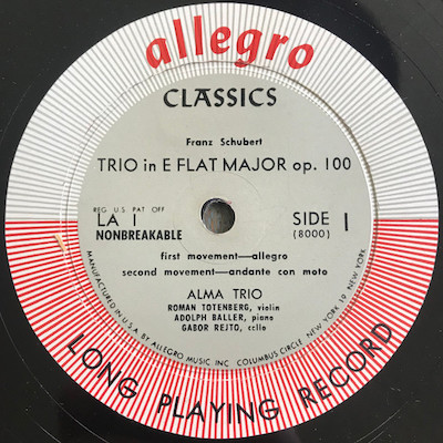 Allegro LA-1 Label Side-A