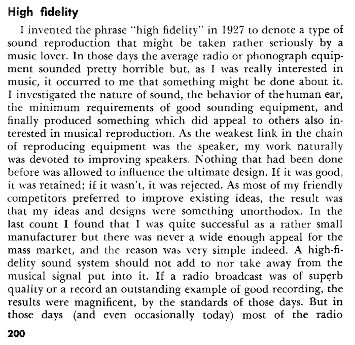 Hartley's Audio Design, High Fidelity