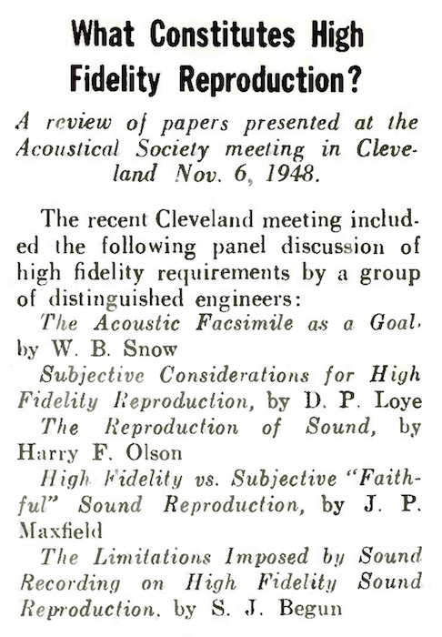 “What Constitutes High Fidelity Reproduction?” (1948)