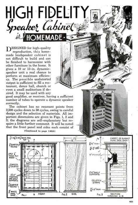 High Fidelity Speaker Cabinet is Homemade (1937)
