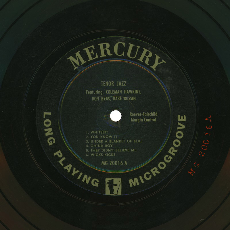 Mercury MG-20016 “Tenor Jazz” (Label Side-A)