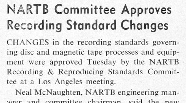 NARTB Committee Approves Recording Standard Changes
