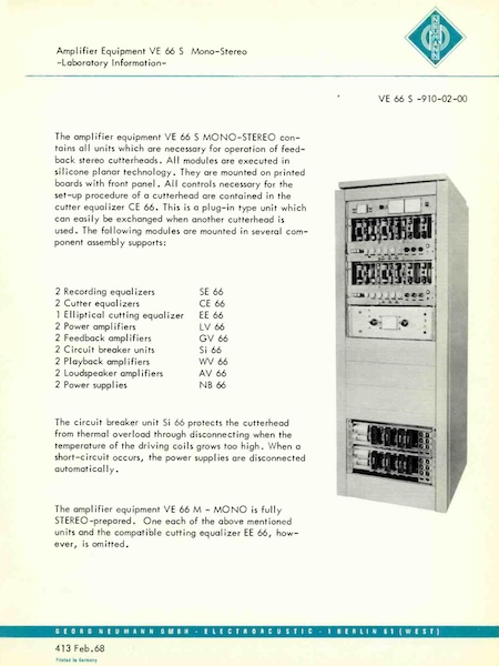 Neumann VE 66 S Amplifier Equipment
