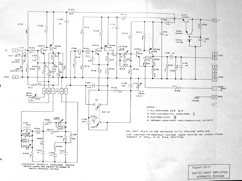 Westrex RA-1703 Input Amplifier Schematic Diagram