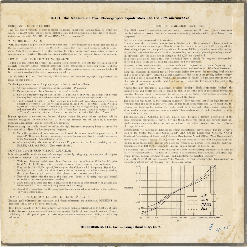 The Measure of Your Phonograph’s Equalization (Dubbings D-101, 1953)