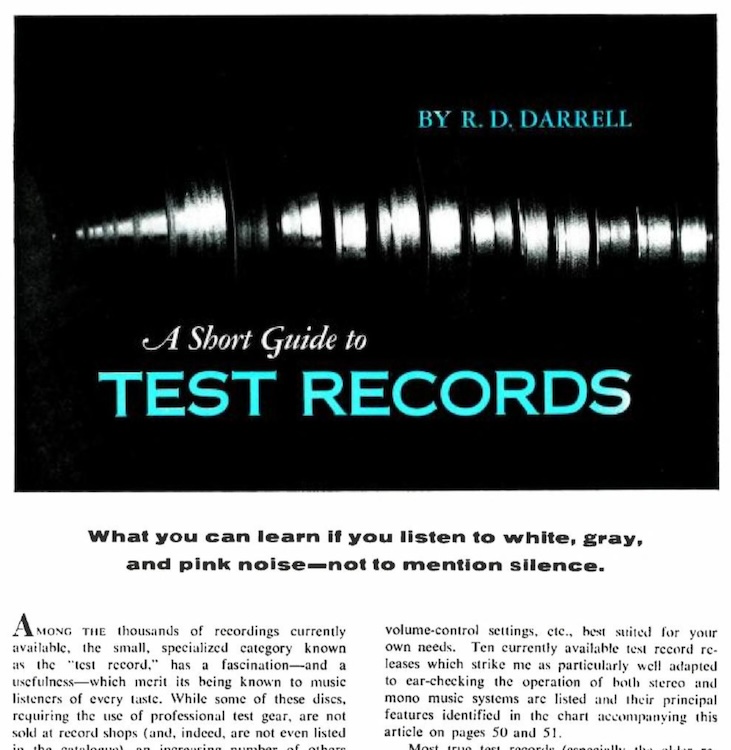 A Short Guide to TEST RECORDS by R.D. Darrell (High Fidelity, Dec. 1963)