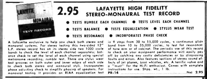 Lafayette PR-14 Test Record