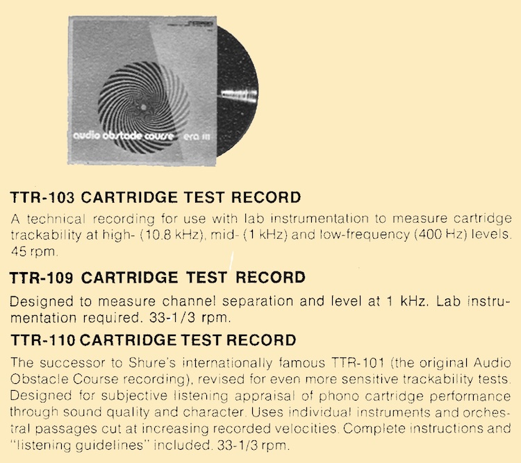 Shure TTR-103/109/110 Test Records