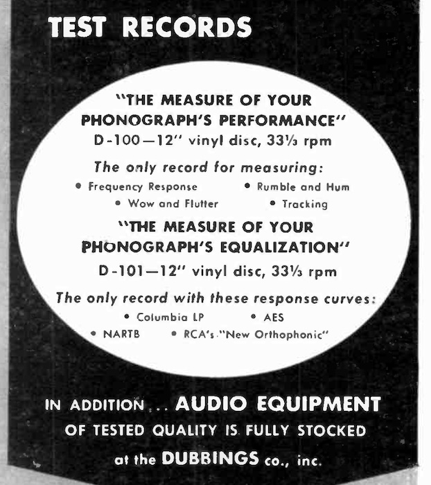 Dubbings Company D-101  Test Record Ad