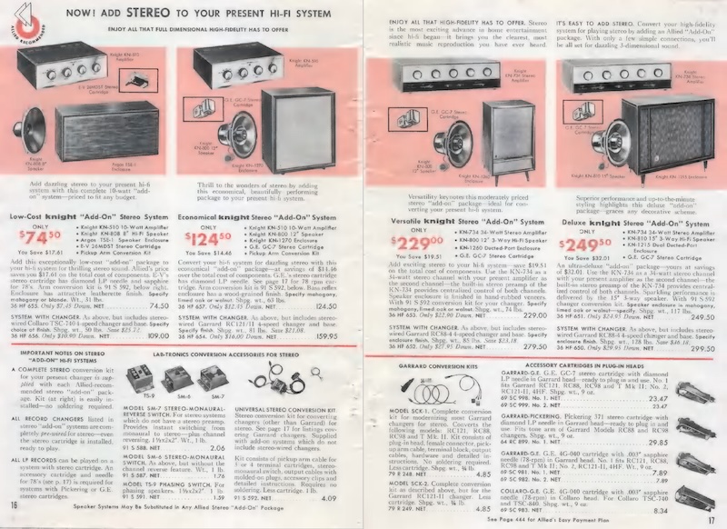NOW! ADD STEREO TO YOUR PRESENT HI-FI SYSTEM (Allied Radio Catalog 1959)