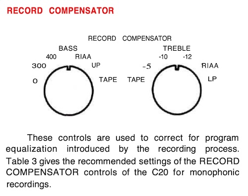 RECORD COMPENSATOR (McIntosh C-20 Preamp)