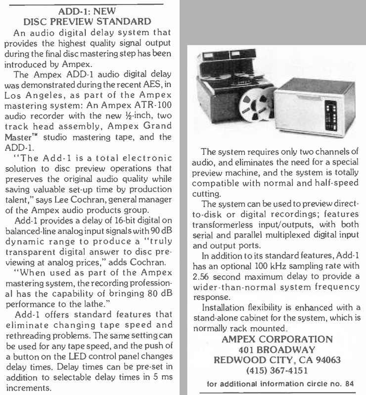 Ampex ADD-1: New Disc Preview Standard