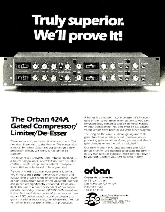 Orban 424A Gated Compressor / Limiter / De-Esser (1983)