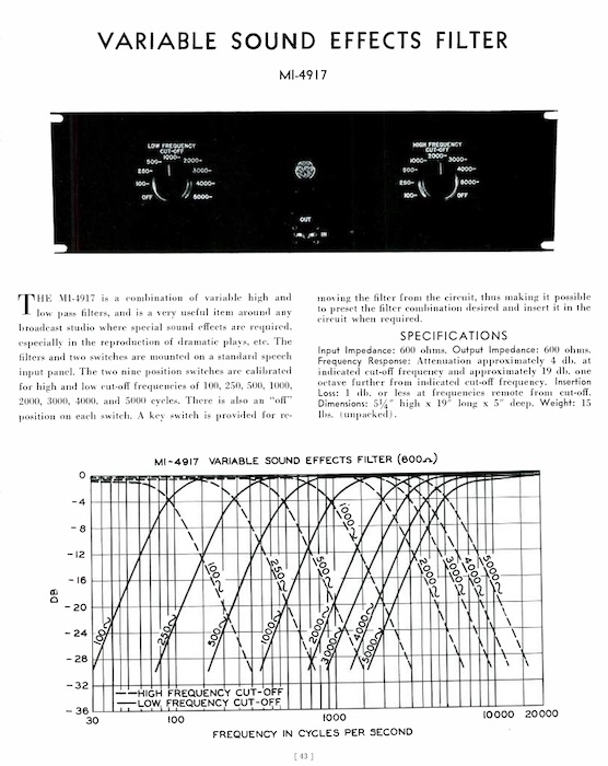 RCA MI-4917 Variable Sound Effects Filter (1940)