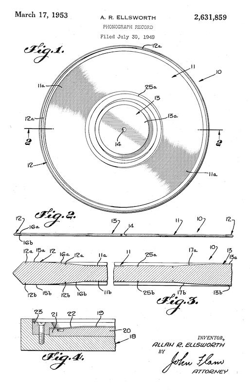 US Patent 2,631,859A “Phonograph Record” by Allan R. Ellsworth