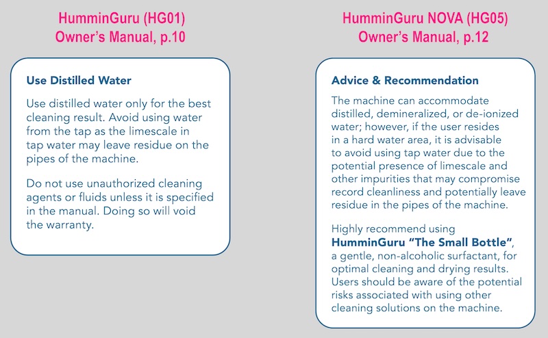 HumminGuru water recommendations