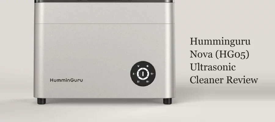 HumminGuru Nova (HG05) ultrasonic record cleaner product photo, with the title Humminguru Nova (HG05) Ultrasonic Cleaner Review