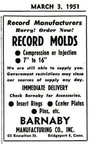 Barnaby Manufacturing Co., Inc. Ad (1952)