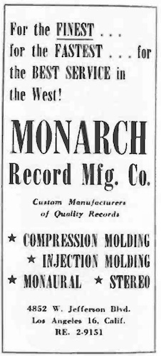 Monarch Record Mfg. Co. Ad