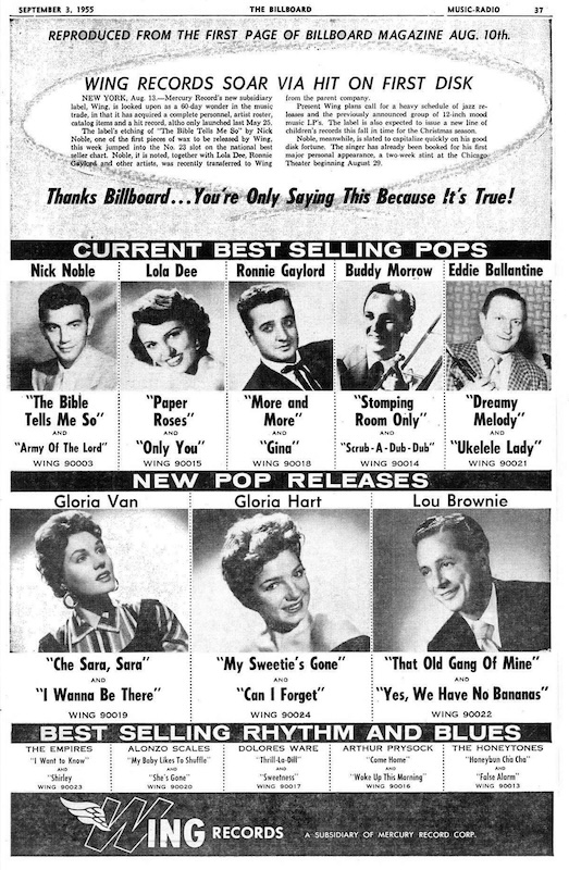 Wing Ad (Billboard, Sep. 3, 1955, p.37)