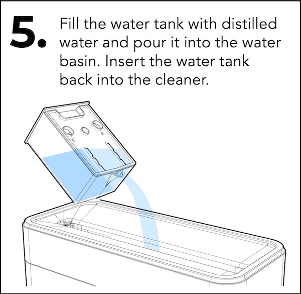 “Fill the water tank with distilled water and por it into the water basin.” | microgroove.jp “Fill the water tank with distilled water and por it into the water basin.”