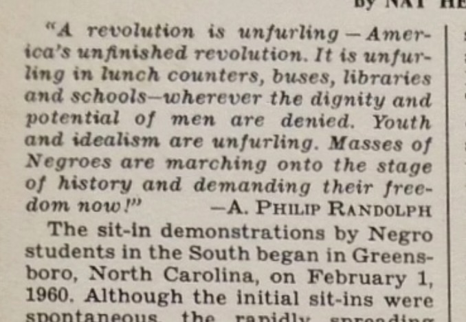 A. Philip Randolph quote on "We Insist!"