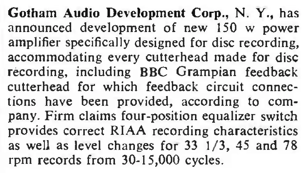 Broadcasting Telecasting 誌1955年5月23日号 p.134、Gotham PFB-150WA 新製品紹介記事