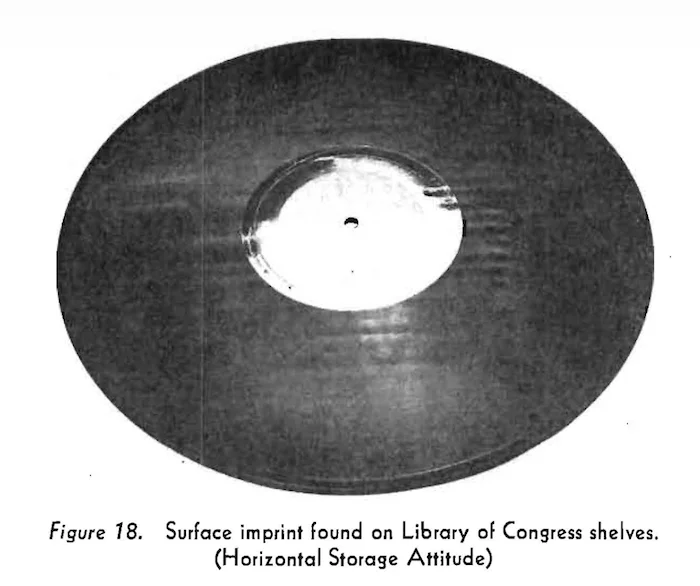 Figure 18 from Pickett & Lemcoe 1959: Surface imprint found on Library of Congress shelves (horizontal storage attitude)