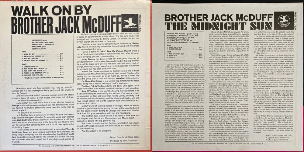 LP-back-covers | microgroove.jp PR 7476 Walk On By と PR 7529 The Midnight Sun の裏ジャケ