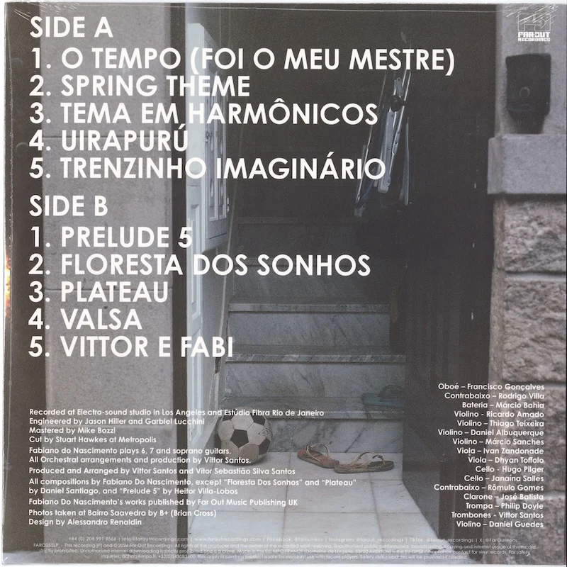 Fabiano do Nascimento & Vittor Santos Orquestra, Vila — LP rear cover, credits (Far Out Recordings FARO255LP)