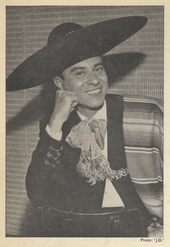 Portrait of Pepe Jaramillo printed on the back cover of my copy of Parlophone PMC 1203, Mexican Pizza (photo credited to 'J.D.')