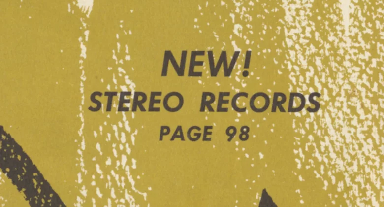"NEW! STEREO RECORDS PAGE 98" on the cover of the Schwann Long Playing Record Catalog, June 1958 (eyecatch)