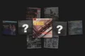 Front covers of Parlophone LPs in the PMC 1195 to 1205 range, loosely arranged around Please Please Me (PMC 1202) by The Beatles, shown a little larger in the centre. The covers of PMC 1201 and PMC 1203 on either side are faded and hidden behind question marks, and the other covers are dimmed.